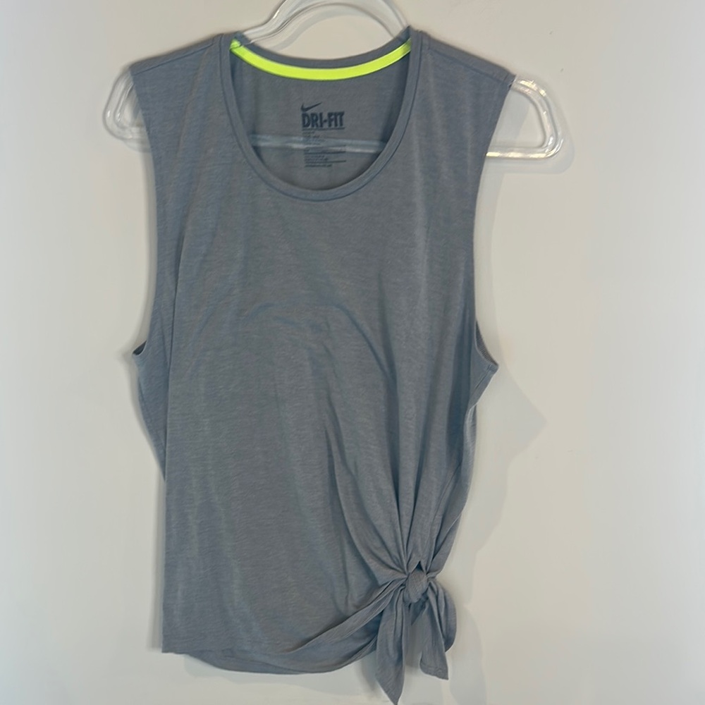 Nike Gray and Yellow Sleeveless Muscle Tee with Tie Front